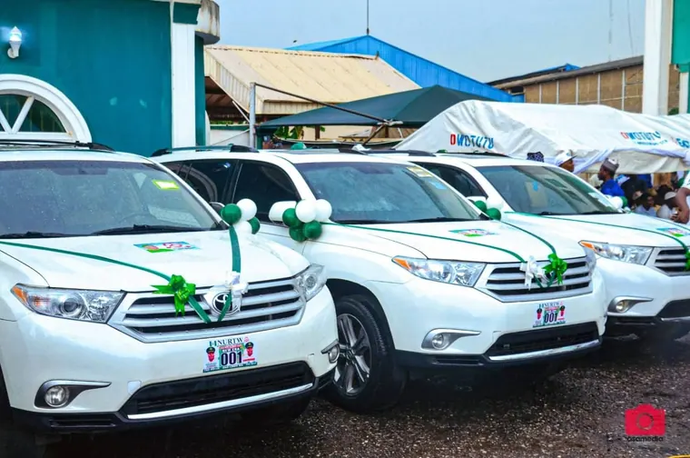 Vehicles prepared for presentation to Lagos NURTW staff.